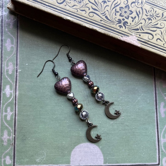 Hearts, Sun & Moon Boho Earrings - Picture 4 of 13